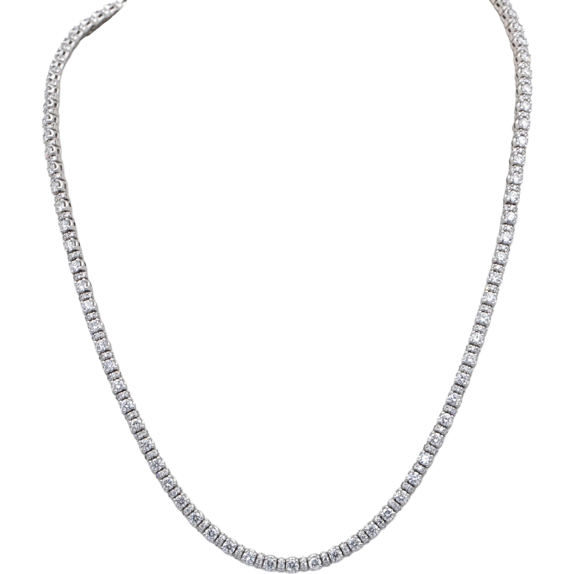 14k White Gold Lab-Grown VS Round Diamond Tennis Necklace 10.0CT