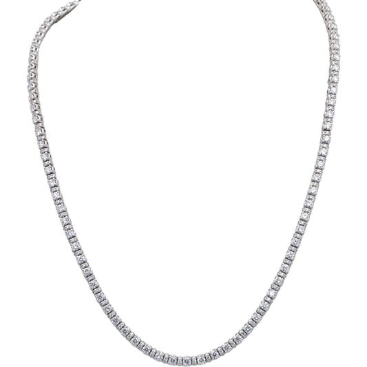 14k White Gold Lab-Grown VS Round Diamond Tennis Necklace 10.0CT