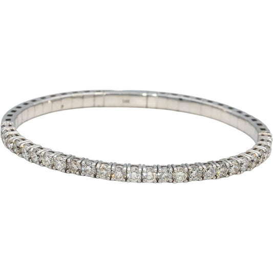 14k White Gold Round Diamond Flexible Bangle Bracelet 4.83CT