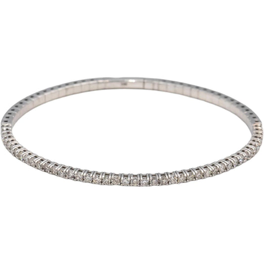14k White Gold VS Round Diamond Flexible Bangle Bracelet 1.54CT