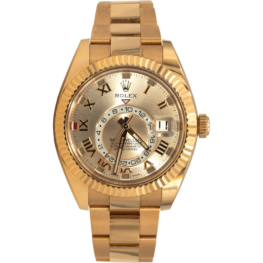 ROLEX 18k Rose Gold 42mm Sky-Dweller 326935 Automatic Watch No Box/Papers