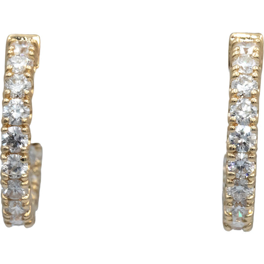 14k Yellow Gold Round Diamond Inside Out Circle Hoop Earrings 3.55CT