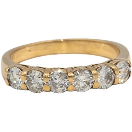 10k Yellow Gold Round Diamond Five Stone Band Ring 1.14CT Size 5.75