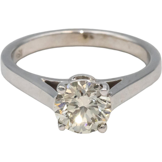Round Diamond 18k White Gold Solitaire Engagement Ring 1.09CT Size 6