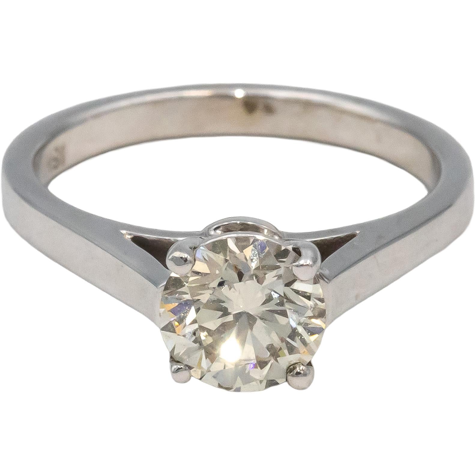 Round Diamond 18k White Gold Solitaire Engagement Ring 1.09CT Size 6