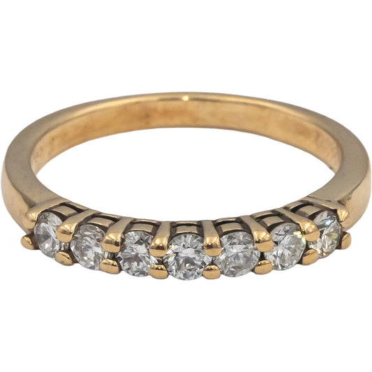 10k Yellow Gold Round Diamond Seven Stone Band Ring 0.52CT Size 6.75
