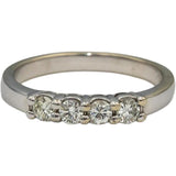 18k White Gold VS Round Diamond Four Stone Band Ring 0.33CT Size 6