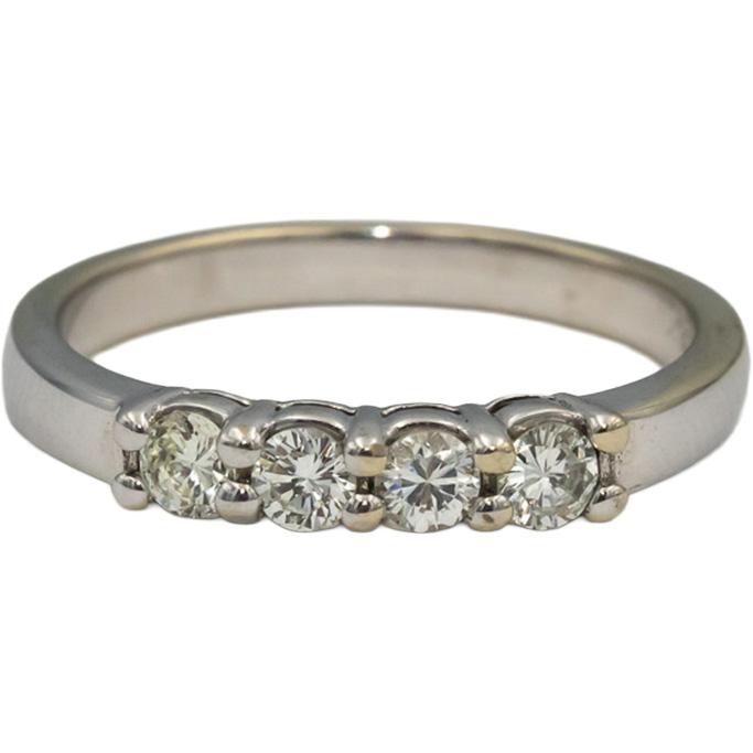 18k White Gold VS Round Diamond Four Stone Band Ring 0.33CT Size 6