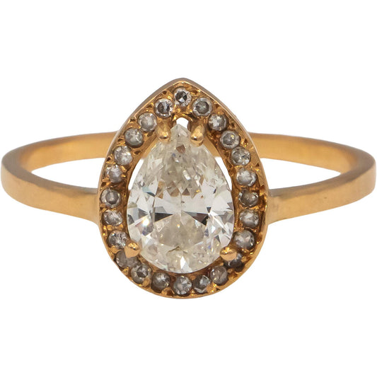 14k Yellow Gold Pear & Round Diamond Halo Ring 1.35CT w/ 1.15CT Center Size 9.25