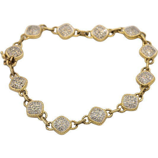 14k Yellow Gold Round Diamond Fancy Cluster Link Bracelet 1.0CT