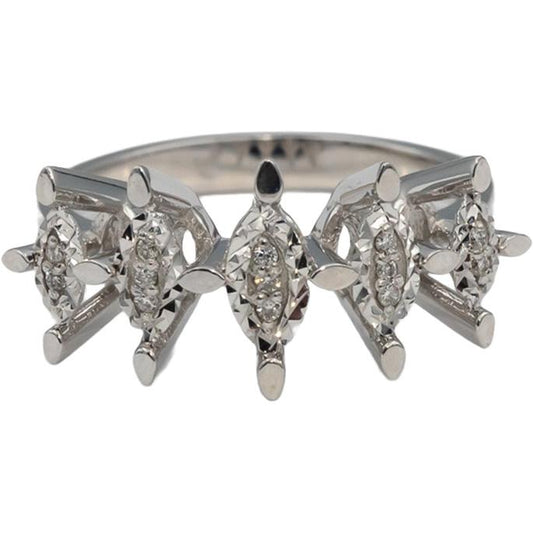 14k White Gold Round Diamond Cocktail Ring 0.15CT Size 7.5