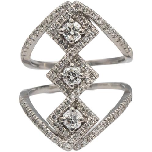 14k White Gold Round Diamond Cocktail Ring 0.75CT Size 5