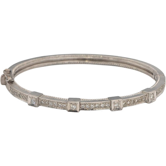 18k White Gold VS Round Diamond Bangle Bracelet 0.58CT