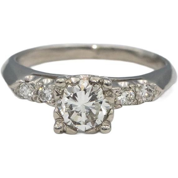 Vintage Antique Platinum Round Diamond Wedding Ring 0.60CT w/ 0.55CT Center