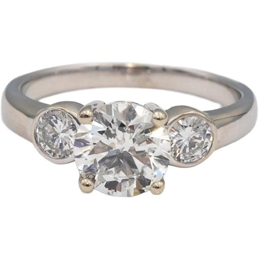 14k White Gold Round Diamond Engagement Ring 2.0CT w/ 1.50CT Center Size 6.75