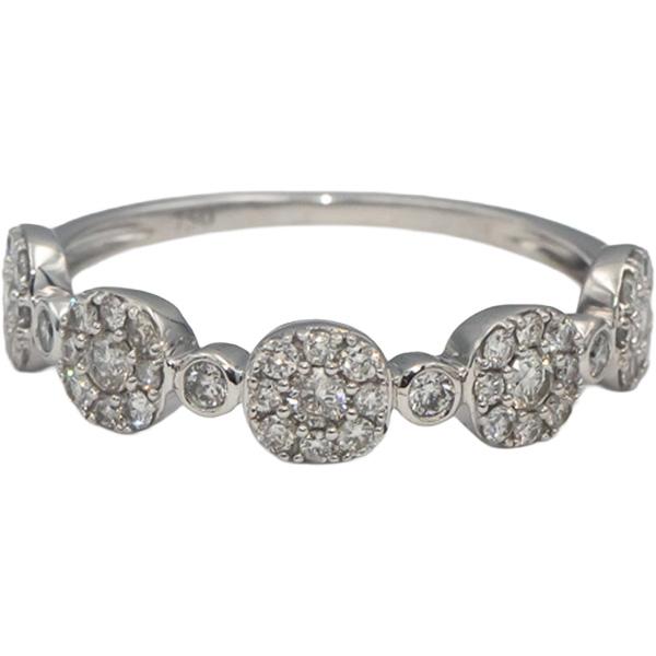 18k White Gold Round Diamond Cluster Band Ring 0.40CT Size 7.25