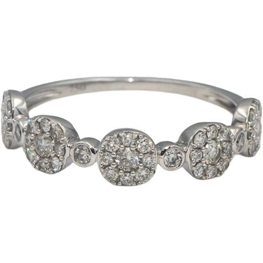 18k White Gold Round Diamond Cluster Band Ring 0.40CT Size 7.25