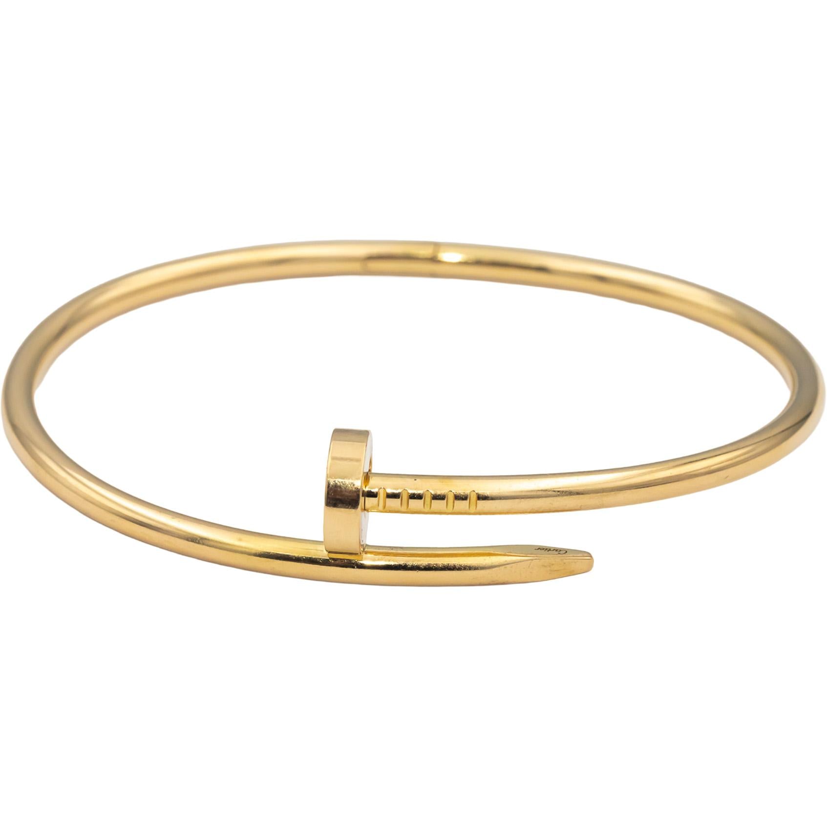 CARTIER 18k Gold Juste Un Clou Nail Bangle Bracelet Size 20 $8700 Retail