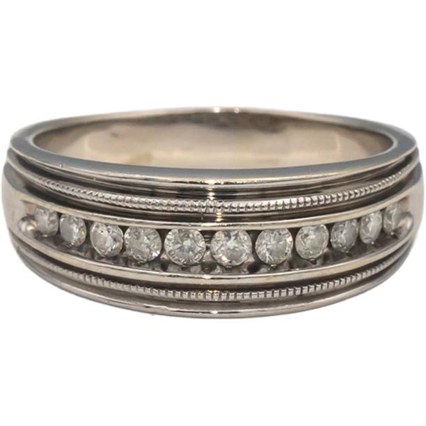 14k White Gold Round Channel Set Diamond Men's Band Ring 0.50CT Size 11