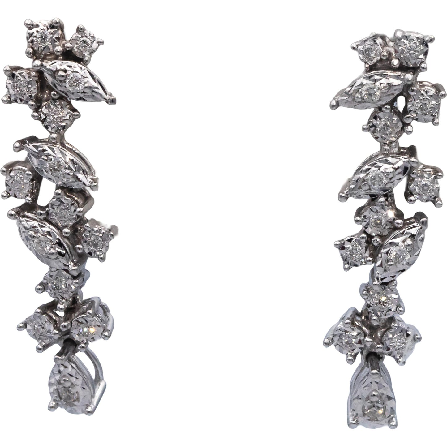 14k White Gold Round Diamond Drop Dangle Earrings 0.23CT