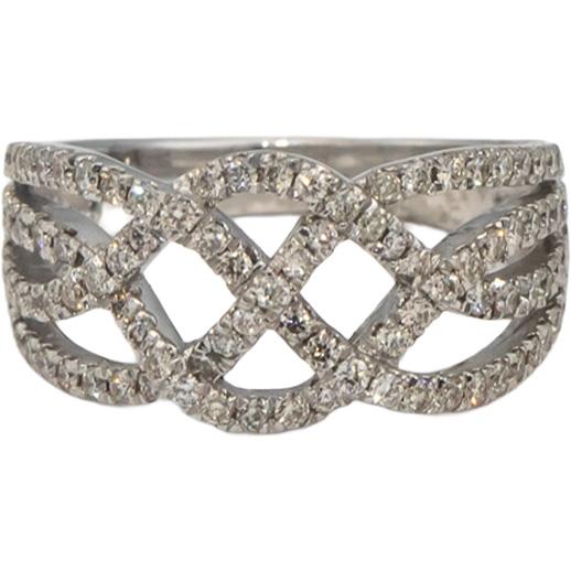 14k White Gold Round Diamond Woven Band Ring 1.0CT Size 7