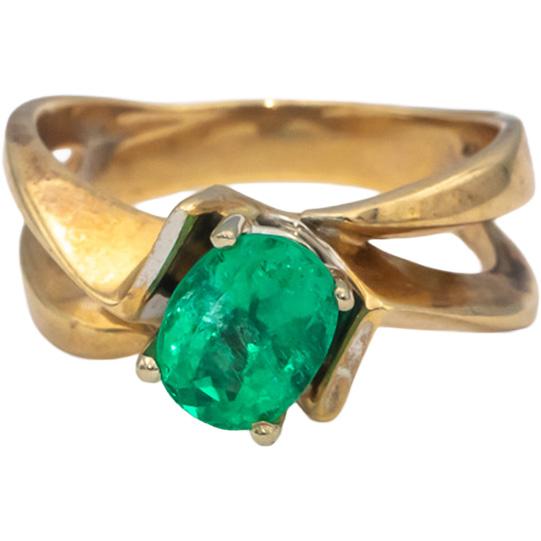 14k Yellow Gold Oval Cut Emerald Solitaire Ring 1.90CT Size 9