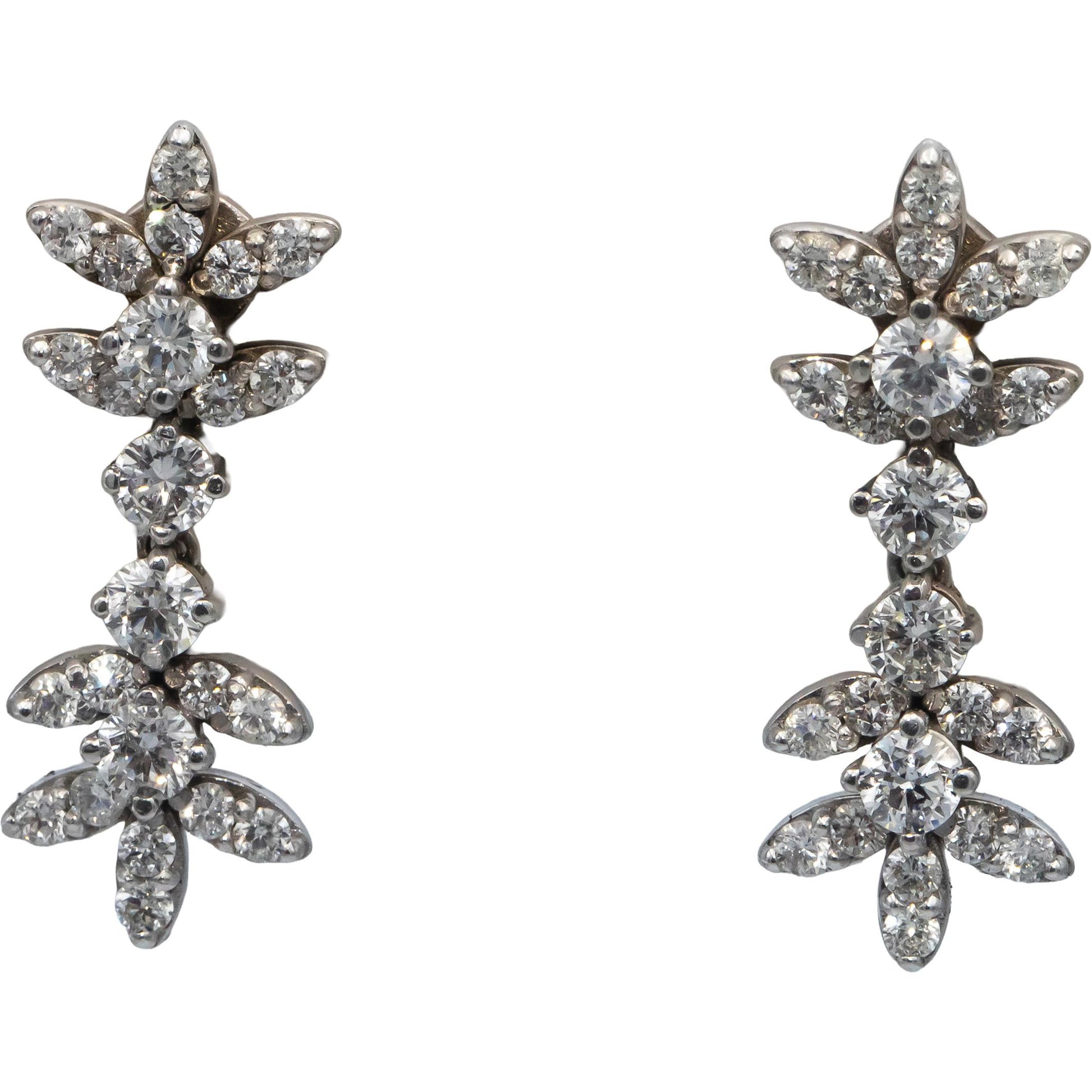 14k White Gold Round Diamond Drop Dangle Earrings 2.43CTW