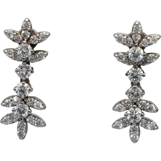 14k White Gold Round Diamond Drop Dangle Earrings 2.43CTW