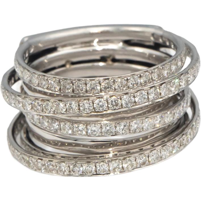 18k White Gold VS Round Diamond Jumbo Multi Band Ring 4.50CTW Size 8