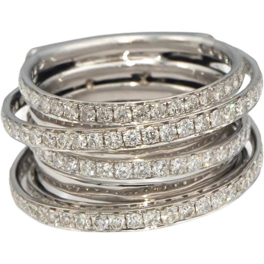 18k White Gold VS Round Diamond Jumbo Multi Band Ring 4.50CTW Size 8