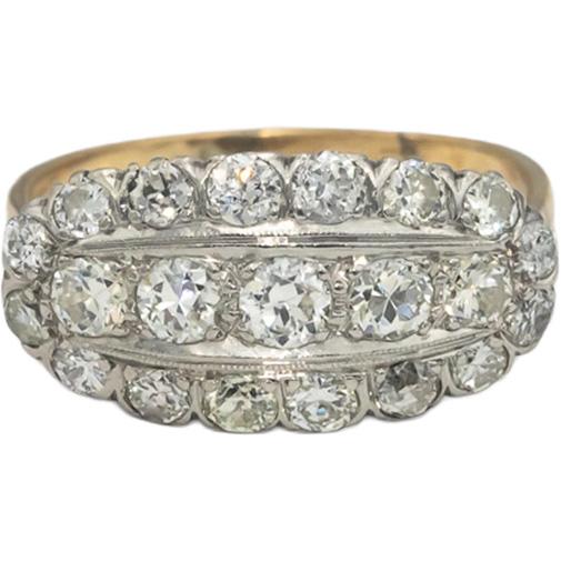 Vintage Antique 18k White Yellow Gold Old Euro Diamond Ring 1.40CT Size 9