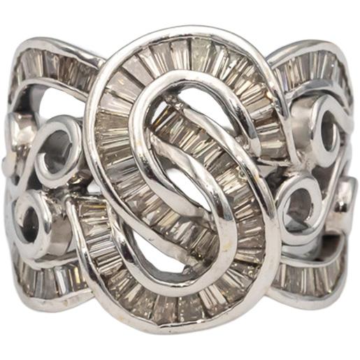 18k White Gold Baguette Cut Channel Set Diamond Cocktail Ring 2.50CT Size 9