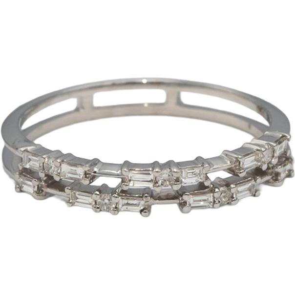 18k White Gold VS Round and Emerald Cut Diamond Split Band Ring 0.25CT Size 7