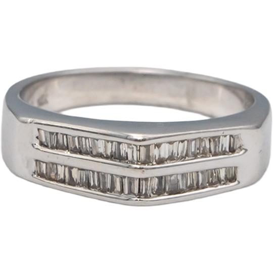 14k White Gold Baguette Cut Channel Set Two Row Band Ring 0.35CT Size 7