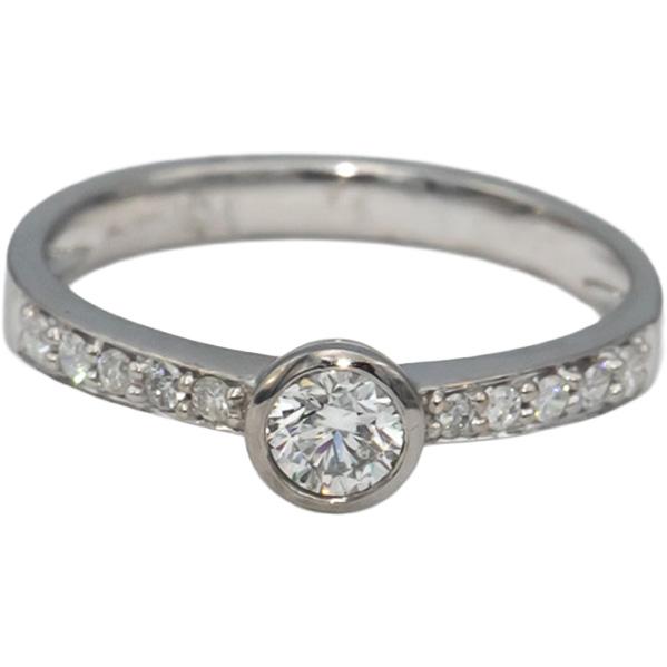 14k White Gold VS Round Diamond Engagement Ring 0.40CT w/ 0.25CT Center Size 8