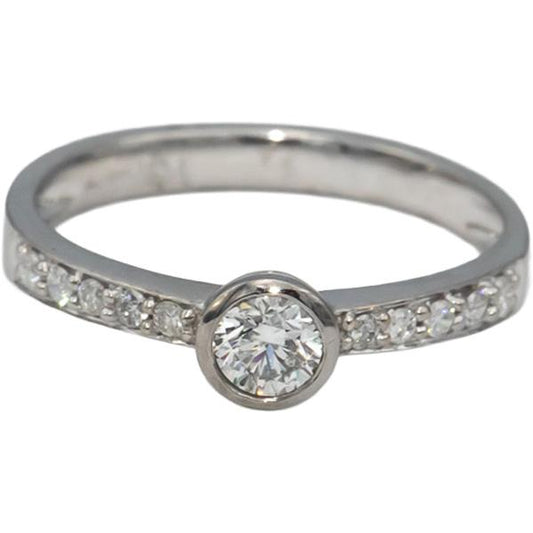14k White Gold VS Round Diamond Engagement Ring 0.40CT w/ 0.25CT Center Size 8