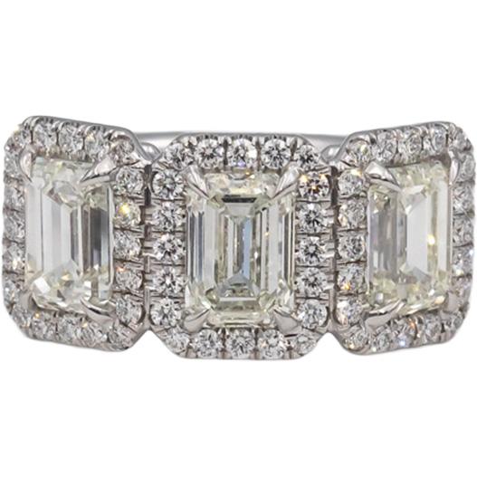 GIA Certified 18k White Gold Diamond Engagement Ring 4.04CTW Size 6.5