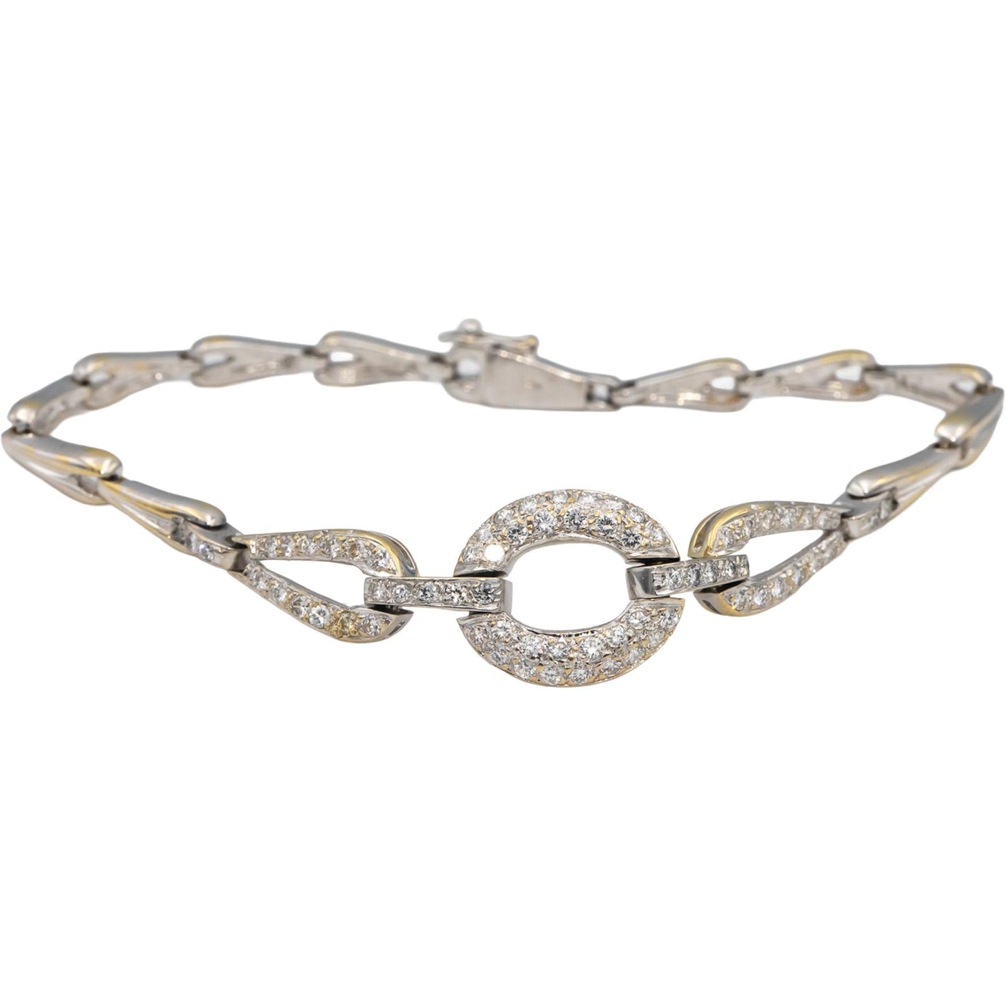 18k White Gold VS Round Diamond Fancy Link Bracelet 1.0CT