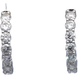 14k White Gold Round Diamond Inside Out Hoop Earrings 5.0CT