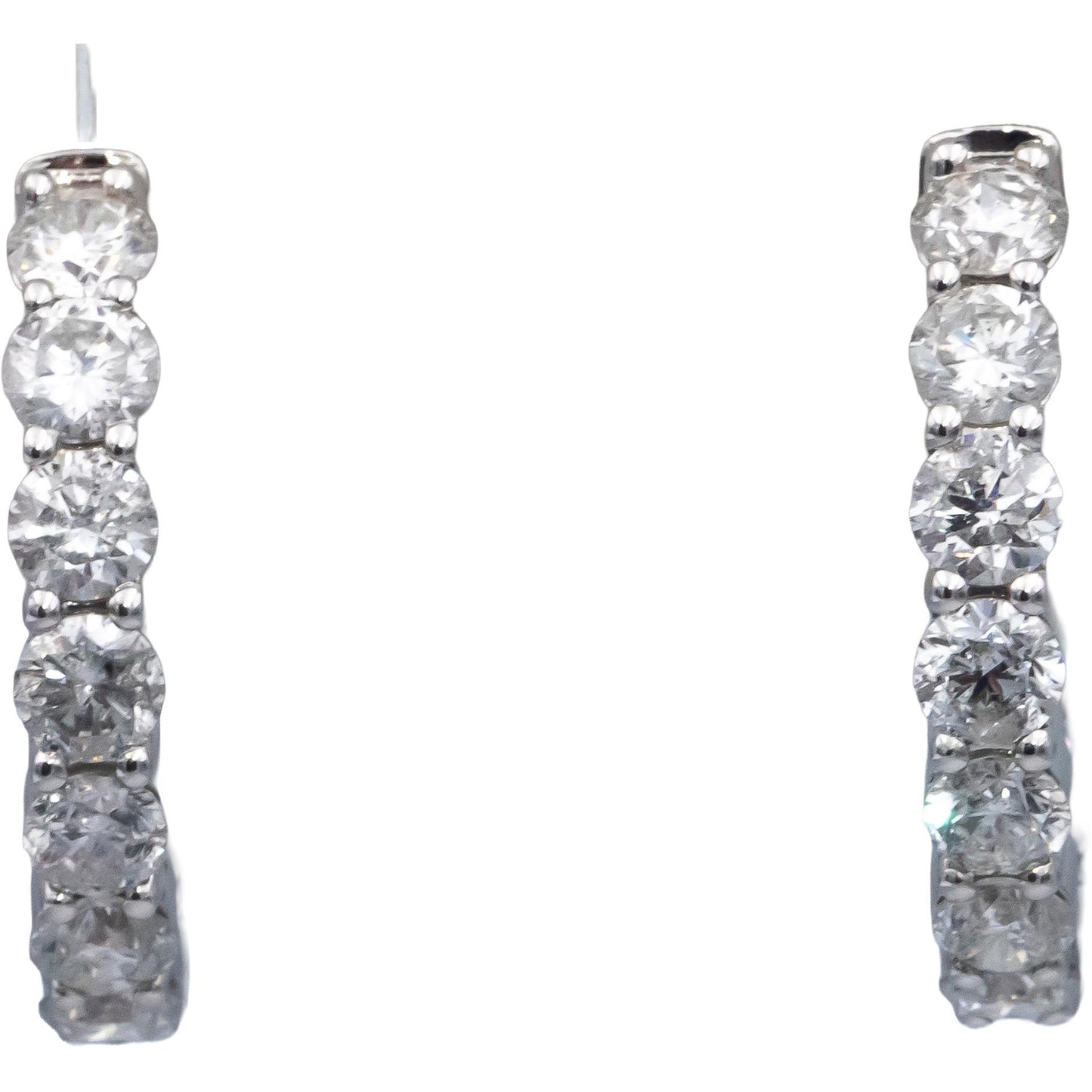14k White Gold Round Diamond Inside Out Hoop Earrings 5.0CT