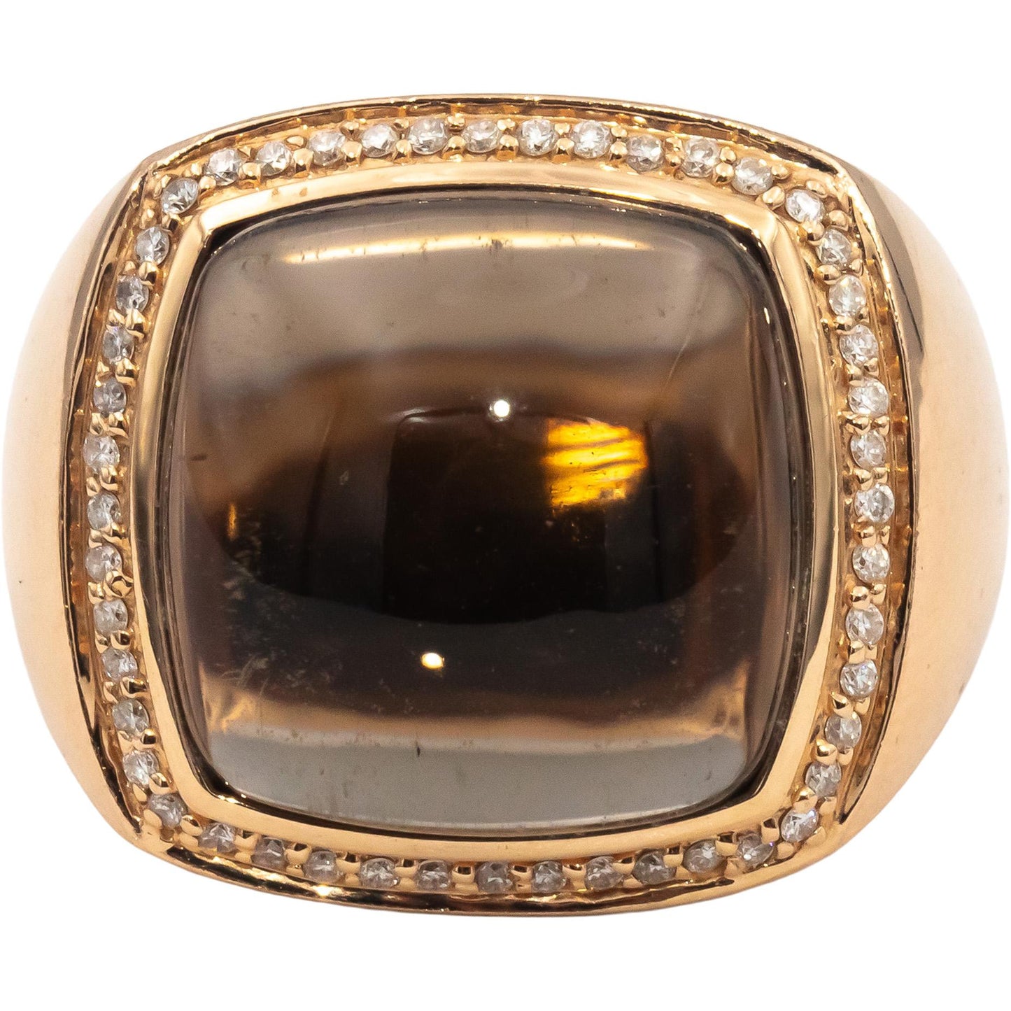 14k Rose Gold Smokey Quartz & Diamond Cocktail Ring 12.25CTW Size 7.25