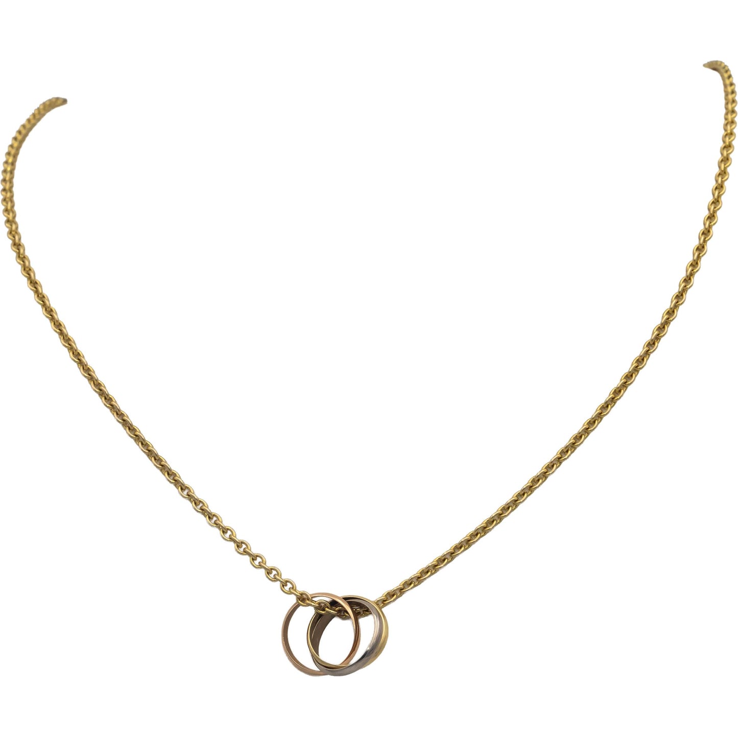 CARTIER 18k Tri-Color Gold Trinity Interlocking Rings Necklace