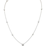 ROBERTO COIN 18k White Gold VS Round Diamond Beaded Necklace 0.10CT
