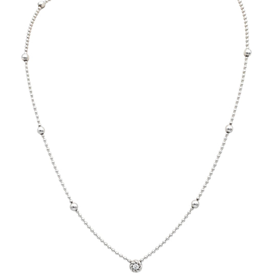 ROBERTO COIN 18k White Gold VS Round Diamond Beaded Necklace 0.10CT