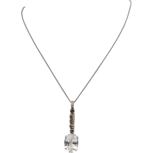 18k White Gold White Topaz and Diamond Dangle Pendant Necklace 22.10CTW