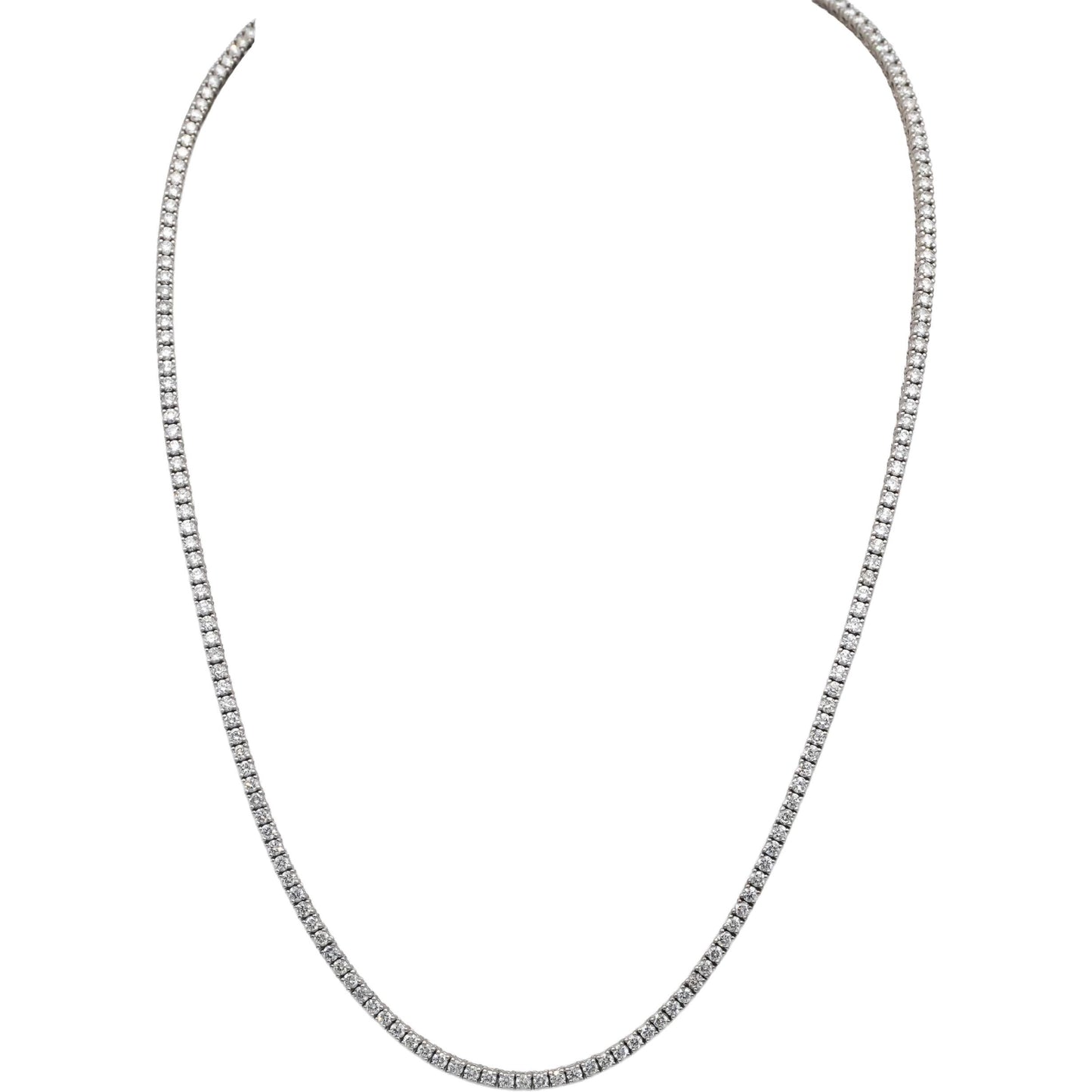 14k White Gold Round Diamond Tennis Necklace 6.83CT