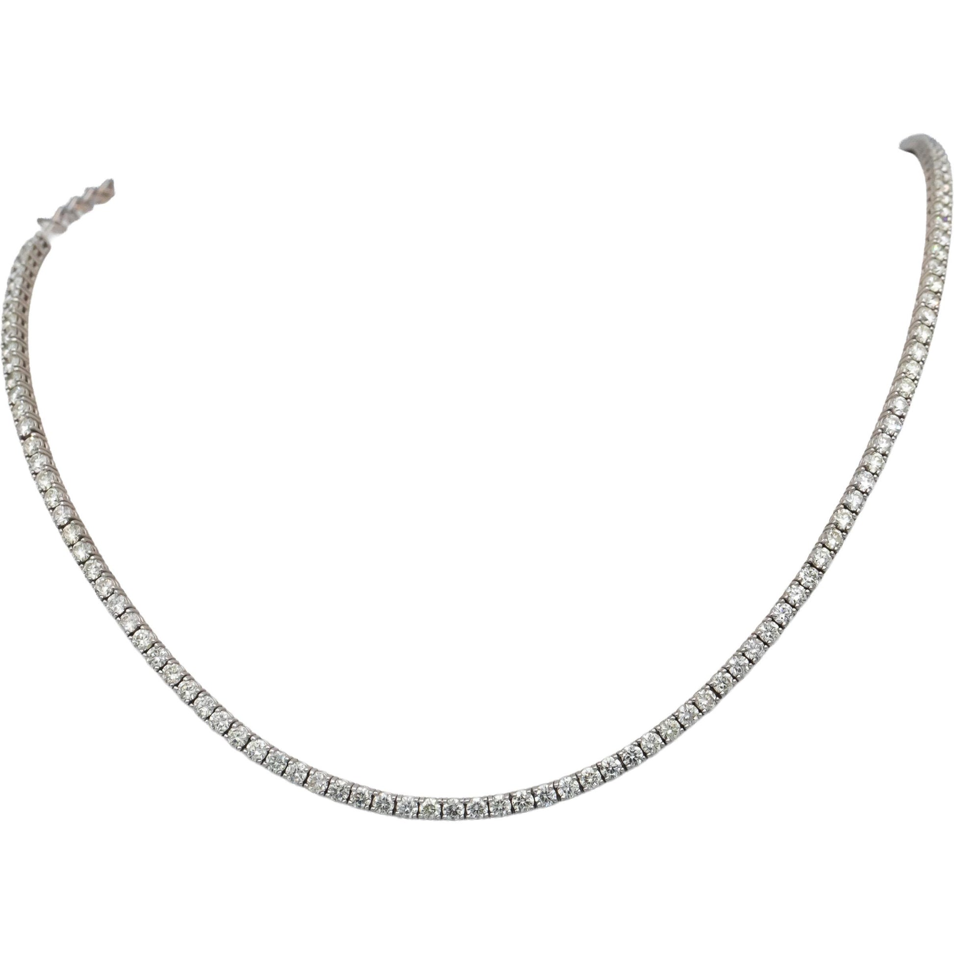 14k White Gold VS Round Diamond Tennis Necklace 5.86CT