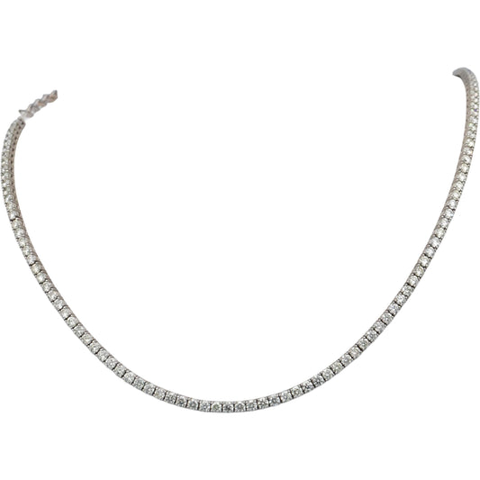 14k White Gold VS Round Diamond Tennis Necklace 5.86CT