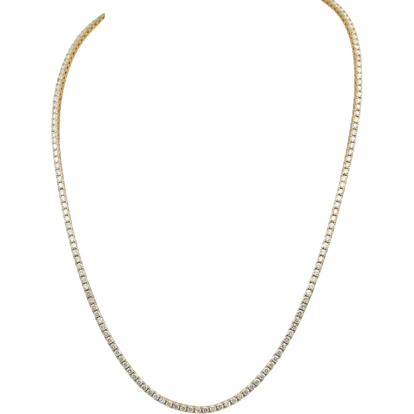 14k Yellow Gold VS Round Diamond Tennis Necklace 8.01CT