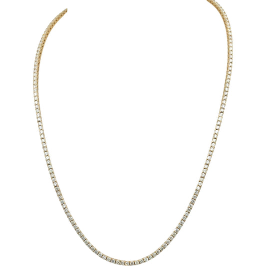 14k Yellow Gold VS Round Diamond Tennis Necklace 8.01CT